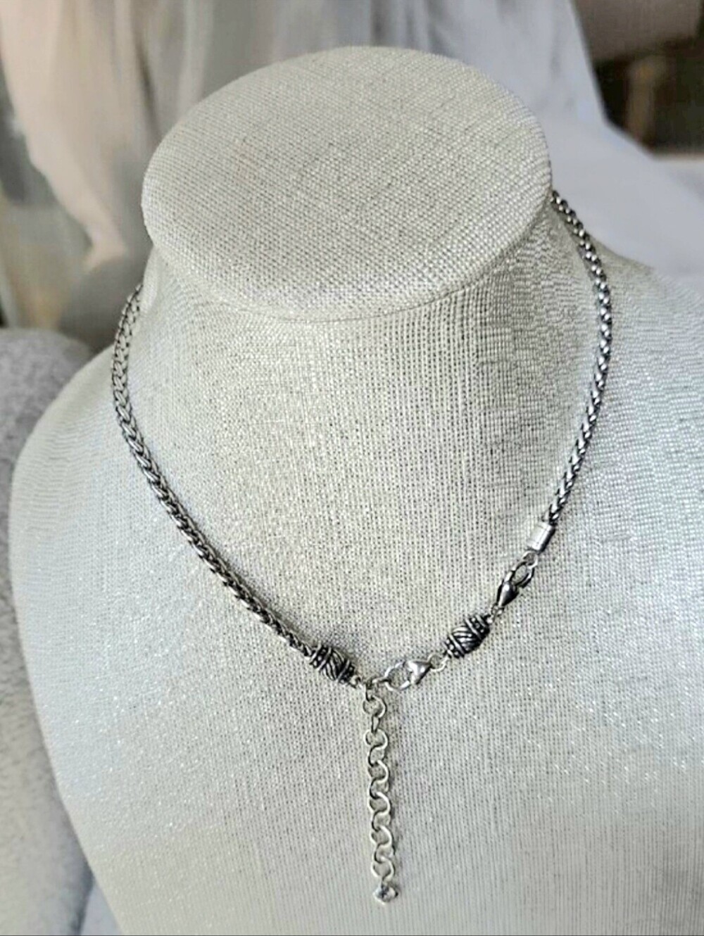 Vintage Brighton Retired "Blair" Silver Tone Rolo Chain Necklace 16"-18" Adjusta